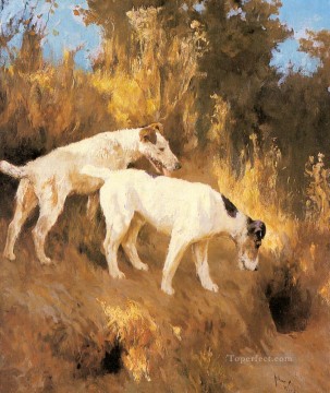犬 Painting - テリア オン ザ セント 動物 アーサー ウォードル 犬